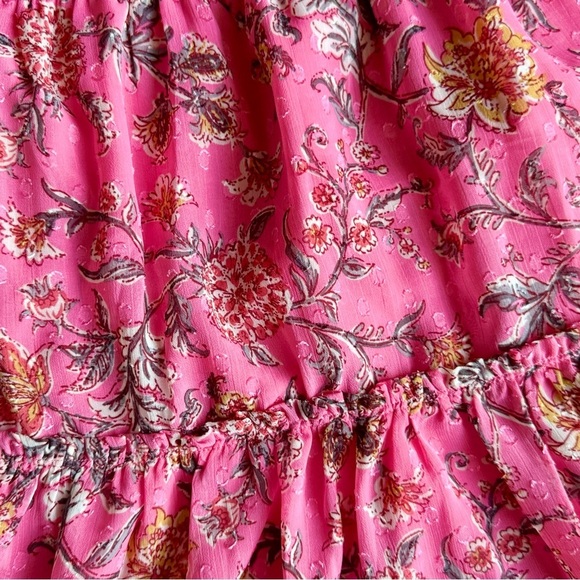 Joie Pink Floral Tiered Smocked Mini Skirt –Bohemian Vibe - Size M (NWT) - Picture 8 of 9